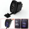 1x Car 5V 3.1A Dual USB Phone Charger Blue LED Indicator Power Supply Waterproof