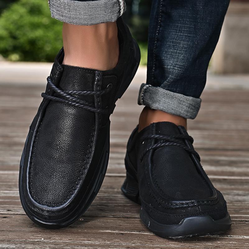 Modische italienische Marke Herren Echtleder Freizeitschuhe Wanderschuhe Dicke Sohle Verschleißfest Pendeln Weiche Sohle Herren Oxford Schuhe
