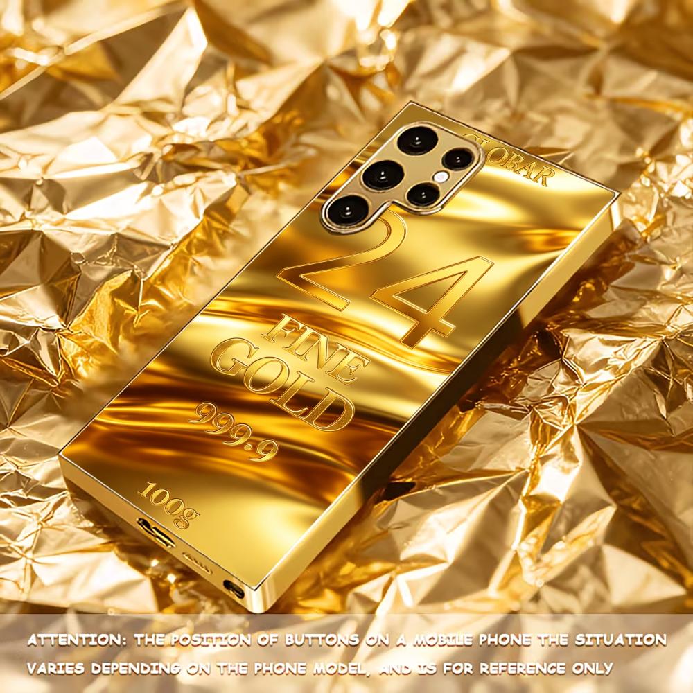 Sleek 24K Gold Anti-slip phone case s26 ultra case s25 ultra case glass for Samsung Galaxy S26 S25 S24 S23 S22 FE Ultra Plus