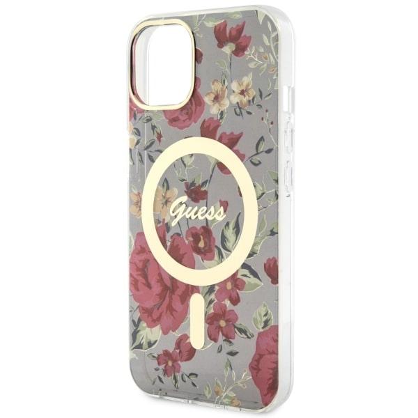 Etui Do iPhone 14 Plus Guess Flower MagSafe Zielone