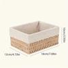 With Removable Lace Lining Woven Storage Basket Multifunctional Rectangle Shape Handmade Rattan Storage Basket Large Capacity