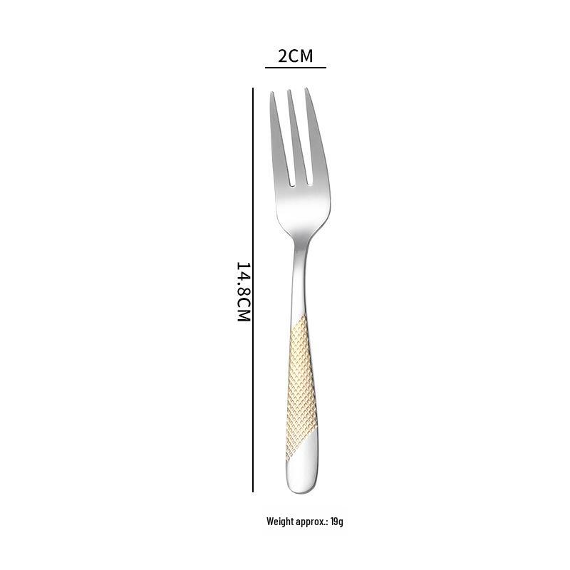 Gilded Star Diamond Stainless Steel Tableware Set: Steak Knife, Fork, Spoon, and Teaspoon