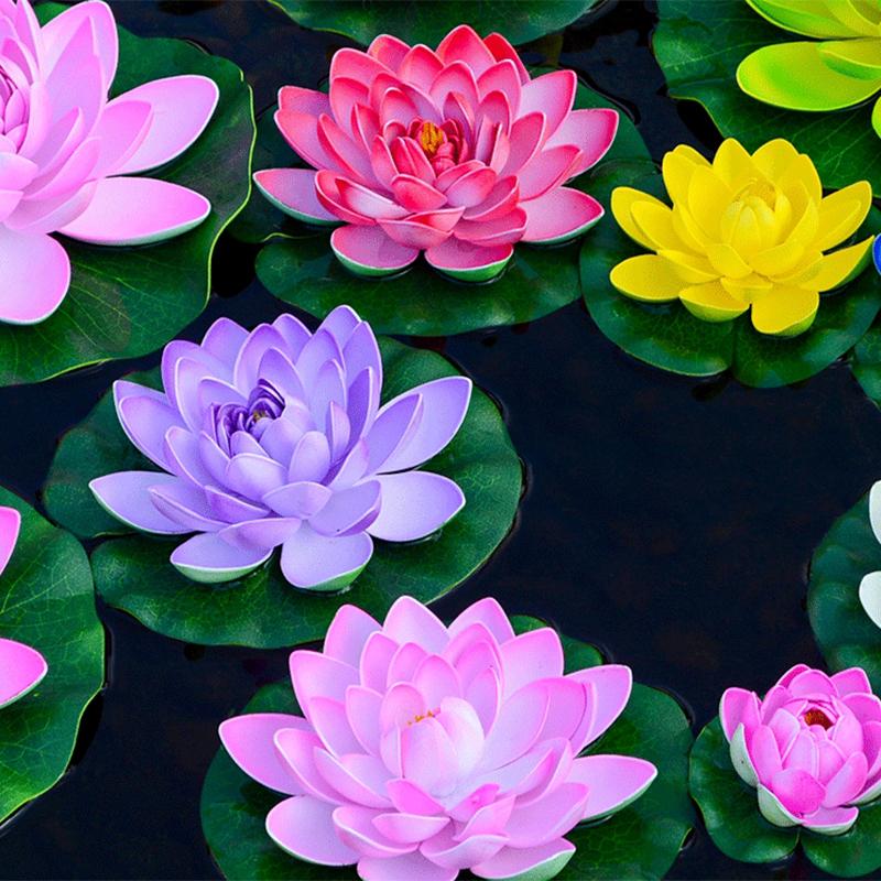 Miniaturowy Lotos Sztuczny Kwiat Pływający Fałszywy Lotos Roślina Realistyczna Lilia Wodna Mikro Krajobraz Do Stawu Ogrodowego Dekoracja Roślin