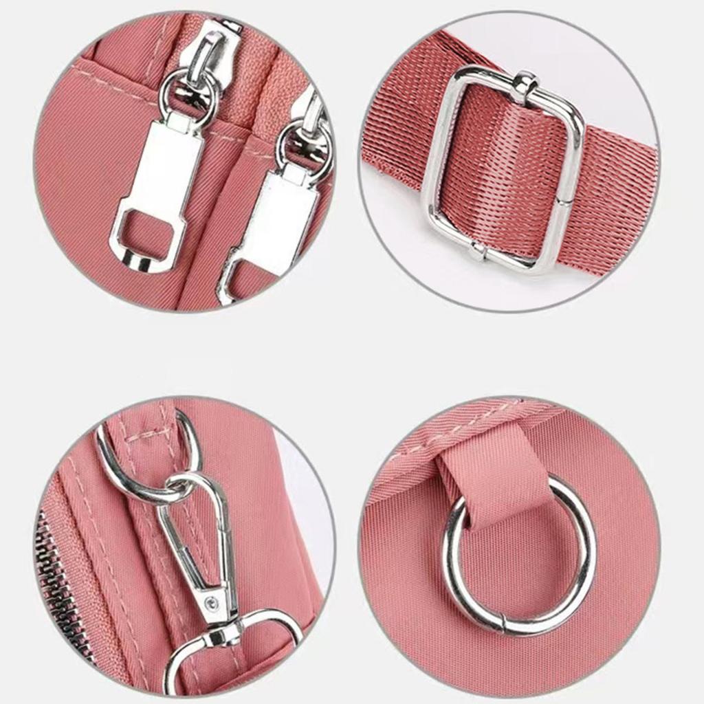 1PC Lady Casual Messenger Bag  Solid Color Multi-function Purse Multi-layer Lightweight Oxford Handbag  Suitable for Going Out