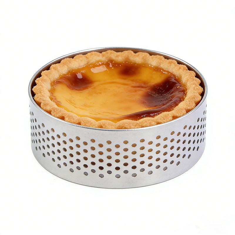 12 Peças de Anéis Redondos para Tarte em Aço Inoxidável - Moldes Perfurados Para Mousses E Sobremesas, Cortadores de Biscoitos, Moldes para Tarte de Frutas