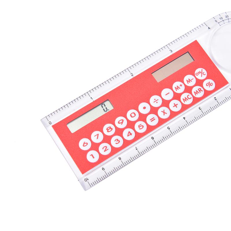 1pcs Multifunction Student Ruler Gift Calculators Cute Colorful Mini Portable Solar Energy Counters