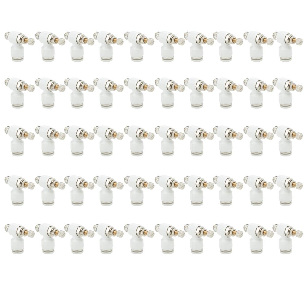 50Pcs Air Flow Control Valve Pneumatic White Adjustment Durable Quick Connector SL8‑01
