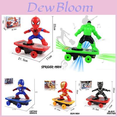 Hero Red Electric Spiderman Skateboard Toy For Kids With Colorful Lights And Music