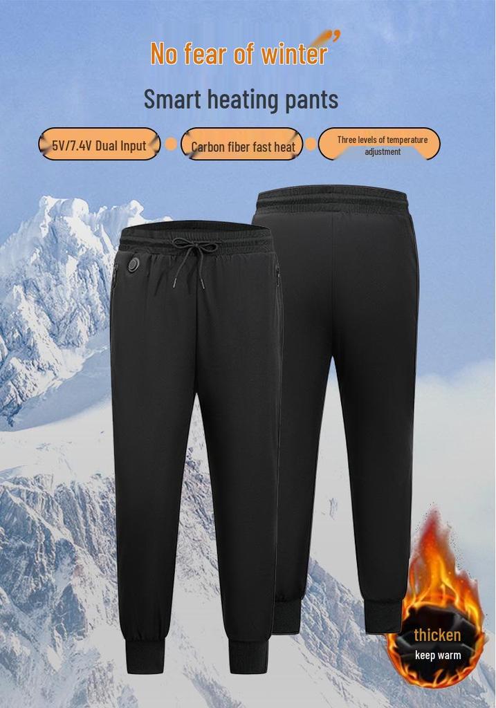 2024 New Electric Heated Thermal Cotton Pants with Adjustable Temperature and Cuffed Long Design