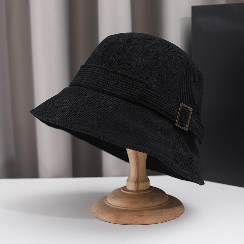Autumn and Winter Bucket Hat Women's Versatile Basin Hat Women's Hat British Autumn and Winter Corduroy Fashion Top Hat