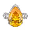 Manufacturer's Copper Rings Women's Jewelry Zircon Water Droplet Shape Chinese Red Sea Blue Yellow Luxury Fashion High-end Sense
