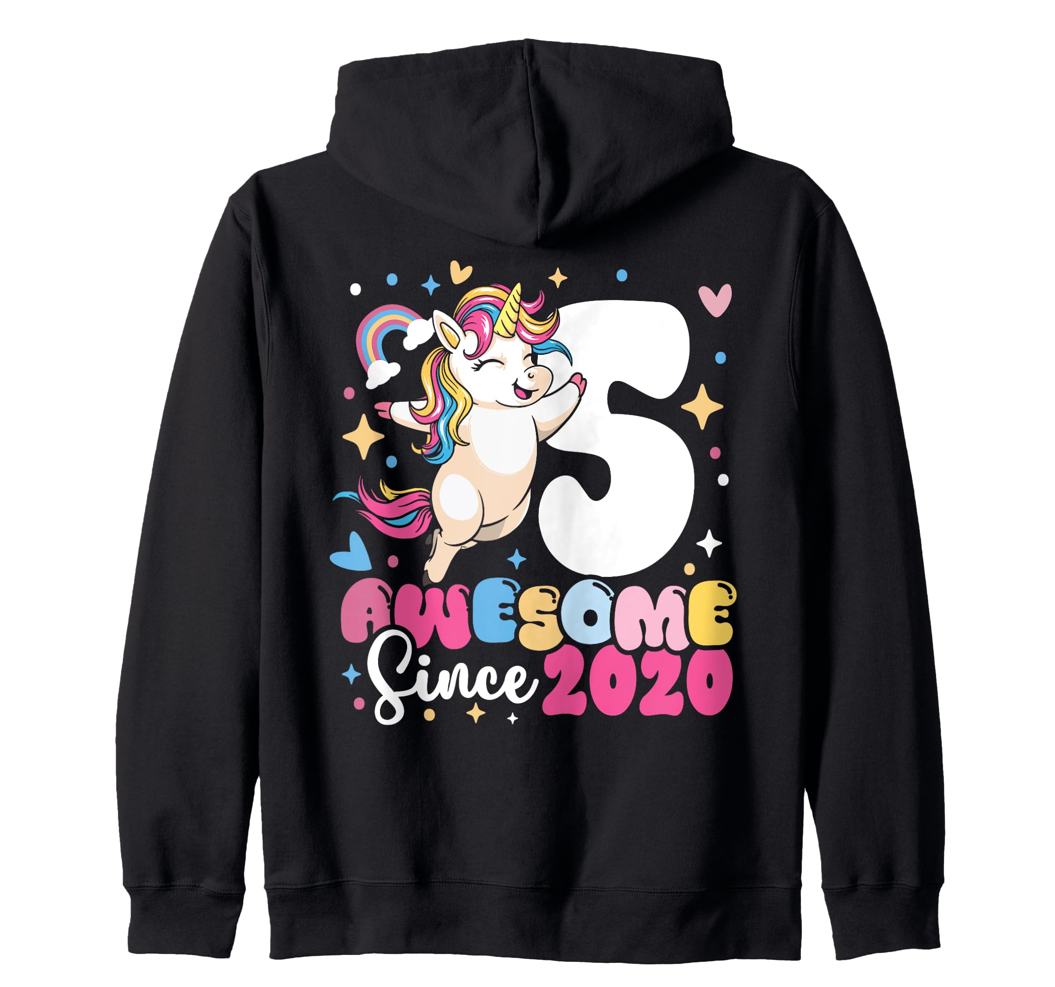 5th Birthday Unicorn Awesome Since 2020 5-Year-Old Kids Zip Hoodie