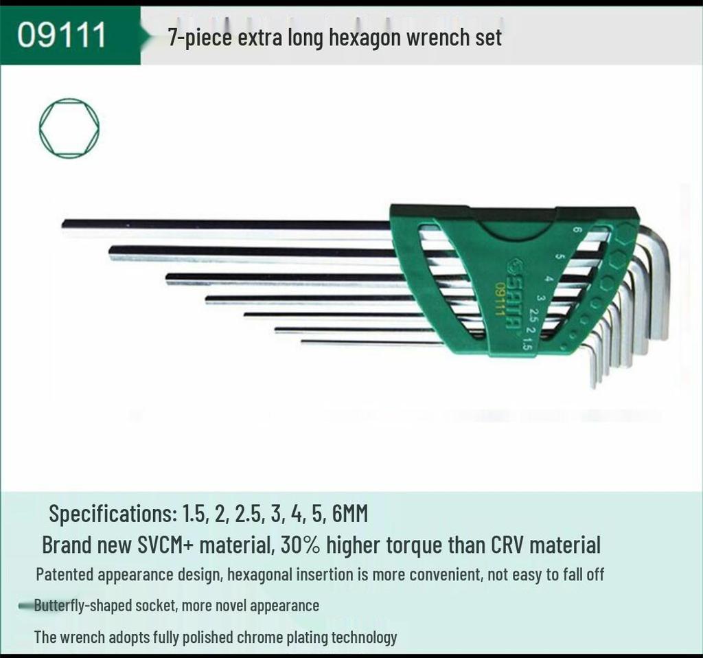 Hex Wrench Set - Mini, Extra Long, Ball & Flat Head, Available in 7, 8, 9, 10, 14 Pieces (Model 09105)