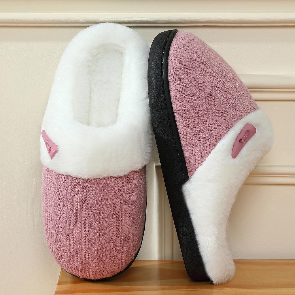 Striped Cotton Slippers 2025 New Indoor Home Use Thick Bottom Non-slip Velvet Warm Cotton Drag