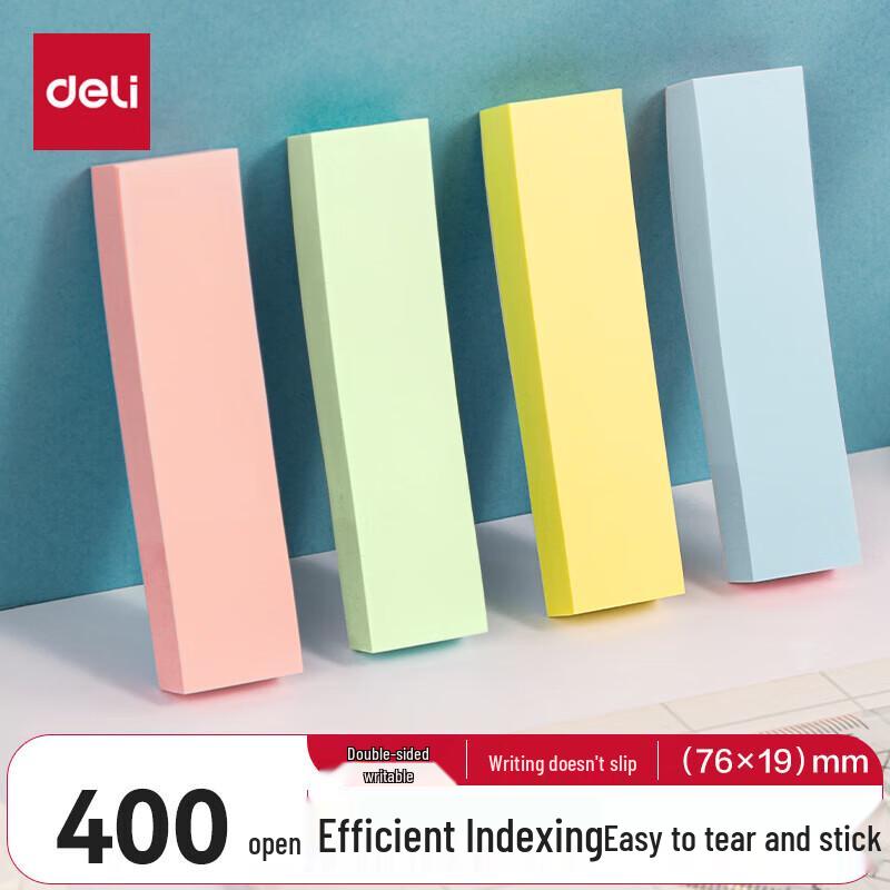 Deli 4-Color Strip Sticky Notes, 76x19mm