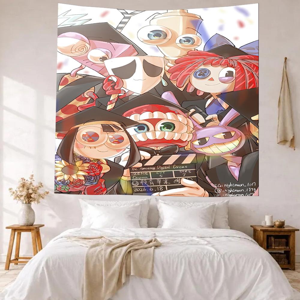 Digital Circus Wall Decor Tapestry Art For Pet Memorial Birthdaywedding Party Backdrop Family Gift