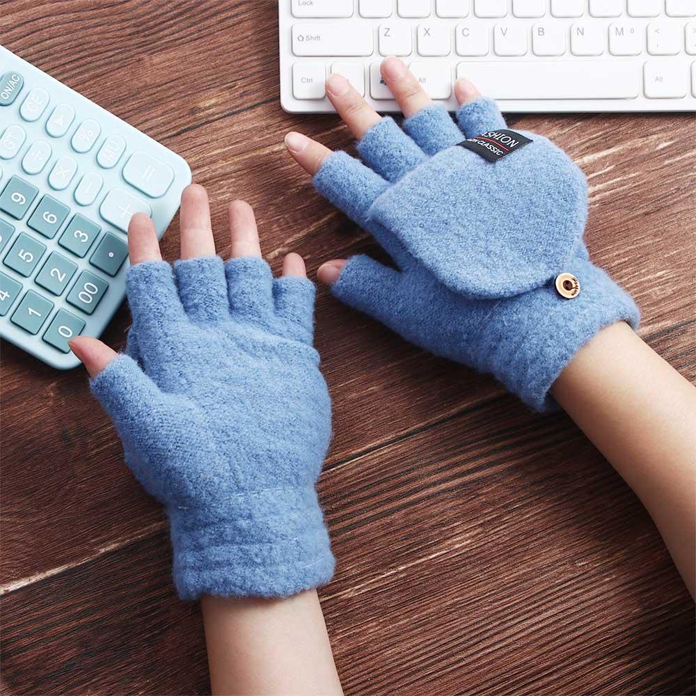 Gloves Letter Winter Heated Gloves Knitted Cashmere Gloves Female Gloves USB Electric Heated Gloves