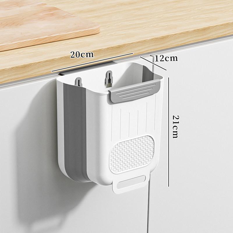 Wall Mount Folding Trash Can, Hanging Waste Bin for Kitchen Cabinet Storage