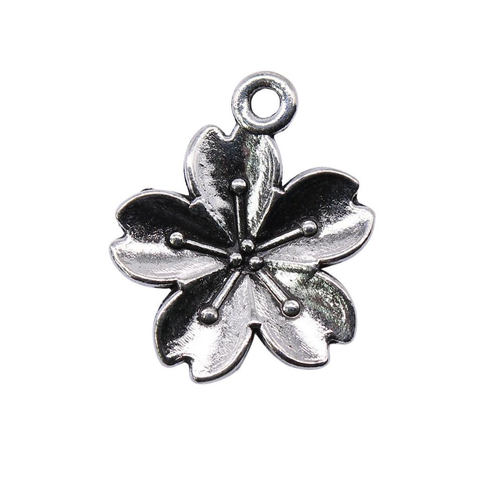 Simple Flower Charms Antique Alloy Pendants For Minimalist Floral Jewelry
