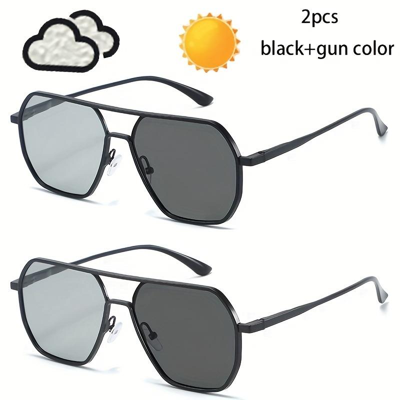 2 Pairs of New Fashionable Dual Beam Polarized Day and Night Dual-use Outdoor Driving and Fishing Sunglasses