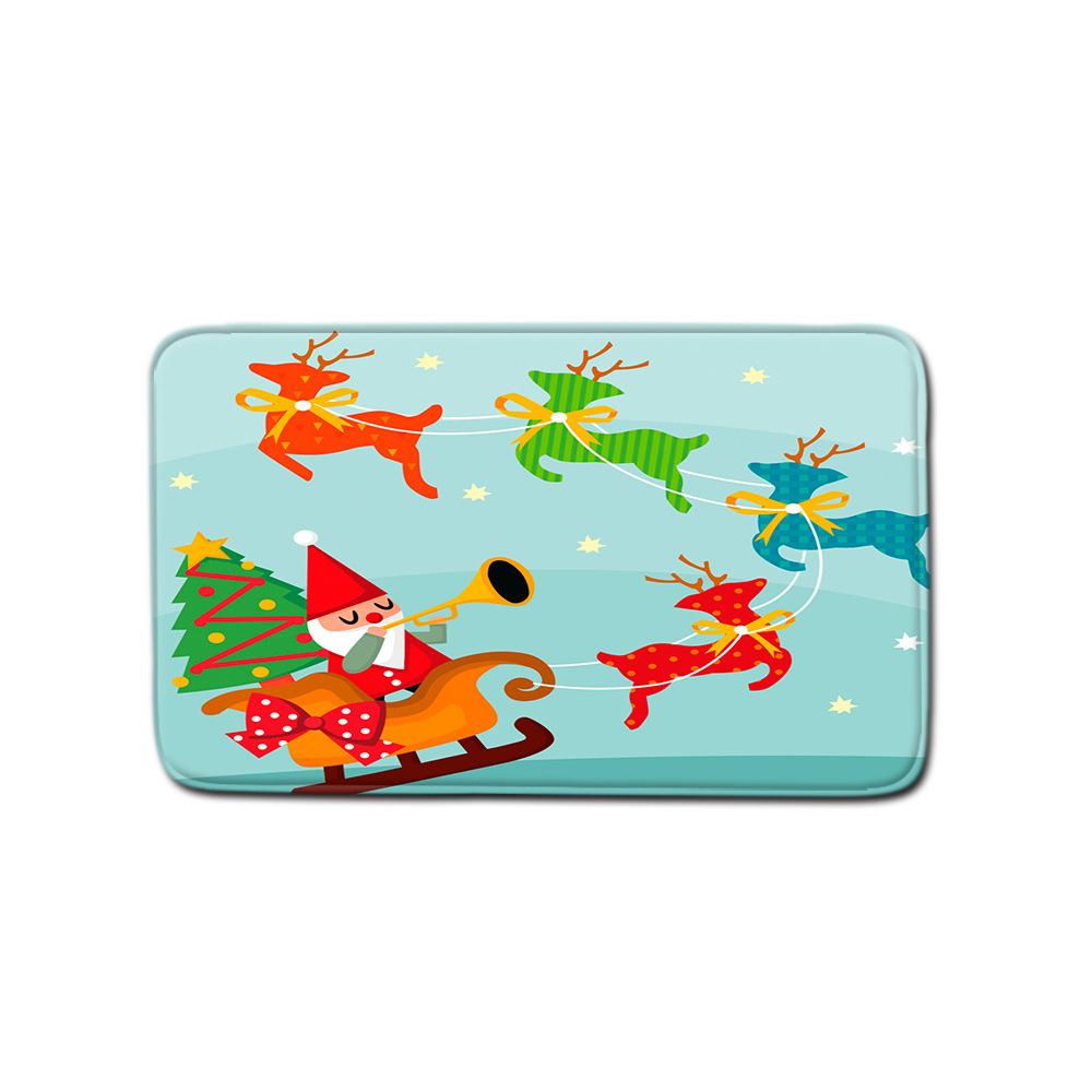 Christmas Shower Curtain Polyester Cloth Toilet Seat Four-Piece Set Entrance Door Mat Bedroom Living Room Floor Mat Carpet