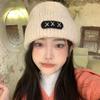 Warm Wool Hat In Autumn and Winter, Round Face and Slim and Versatile Mohair Label Knitted Hat for Women's Ear Protection Korean Version