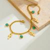316L Stainless Steel Turquoise Gold Color Chain Bracelet For Women Girl Fashion New Trendy Jewelry Party Gift Vacation