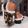 Fashion 2025 Winter Camouflage Design Retro Women's Low Top Casual Cotton Shoes Soft Soled Comfortable Fashion Warm Fashion Plush Flats