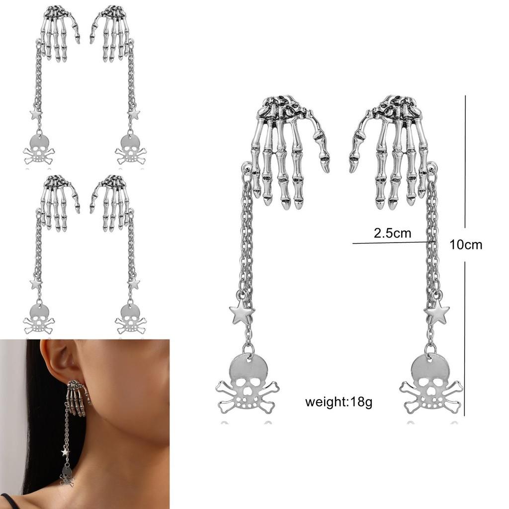 Pirate Skeleton Drop Earrings With Electroplated Finish For Womens Party Accessory