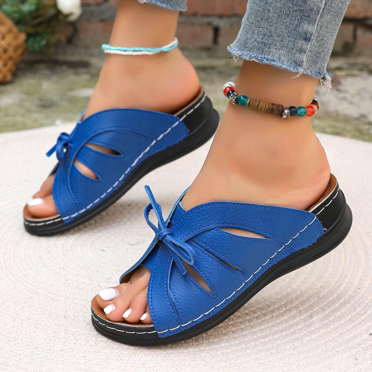 

Summer casual retro wedge heel platform sewn shoes one-character women s sandals lace-up women s shoes 43 синий