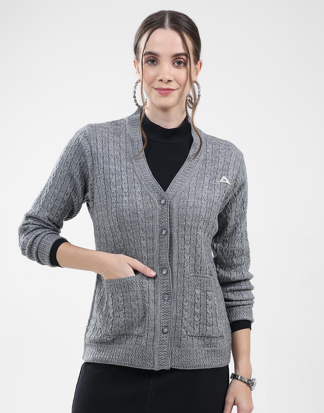 

Monte Carlo Women s V Neck Full Sleeve Cardigan 2XL серый