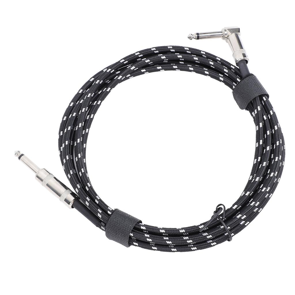 6.5mm Guitar Cable Right Angle To Straight Connector Nylon Braided Noise Reduction Guitar Connection Cord 3 Meters