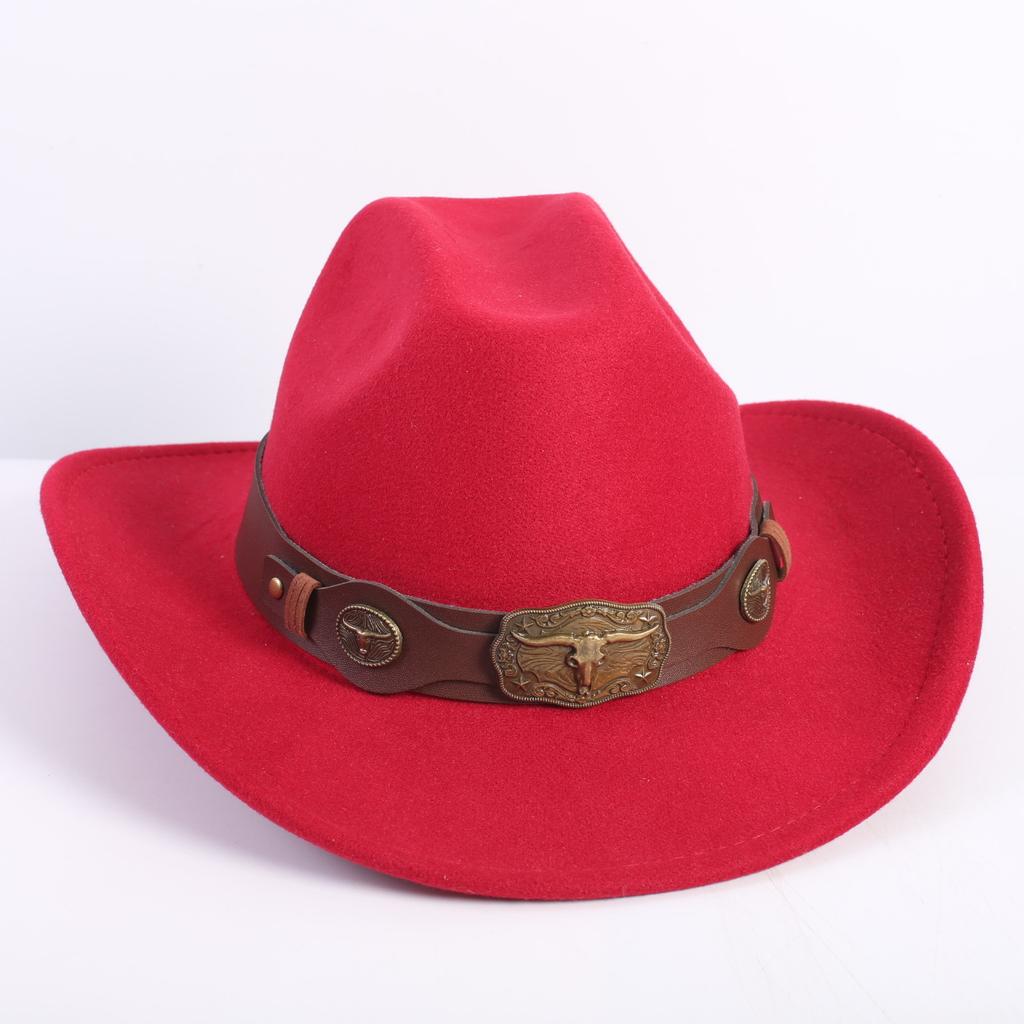 Popular European and American Fashion OL Style One-word Cowboy Hat Men's and Women's High-end Top Hat Jazz Hat Felt Hat