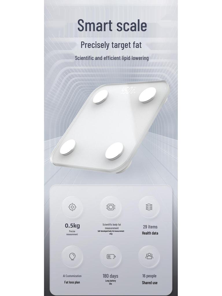 Smart Bluetooth Body Fat Scale – Electronic Health & Weight Scale with Rechargeable Battery