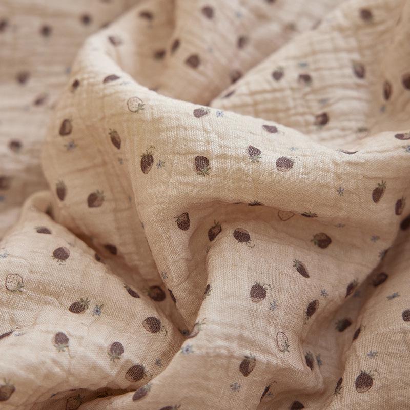 Retro French Crinkled Cotton Gauze Quilt Set with Lace Trim - Machine Washable Summer Four-Piece Set