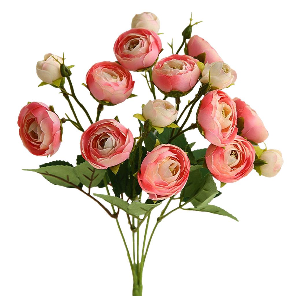 15 Heads Silk RoseCamellia Bouquet Artificial Camellias Flower for Home Wedding Party Decoration Flower Arrangement Prop