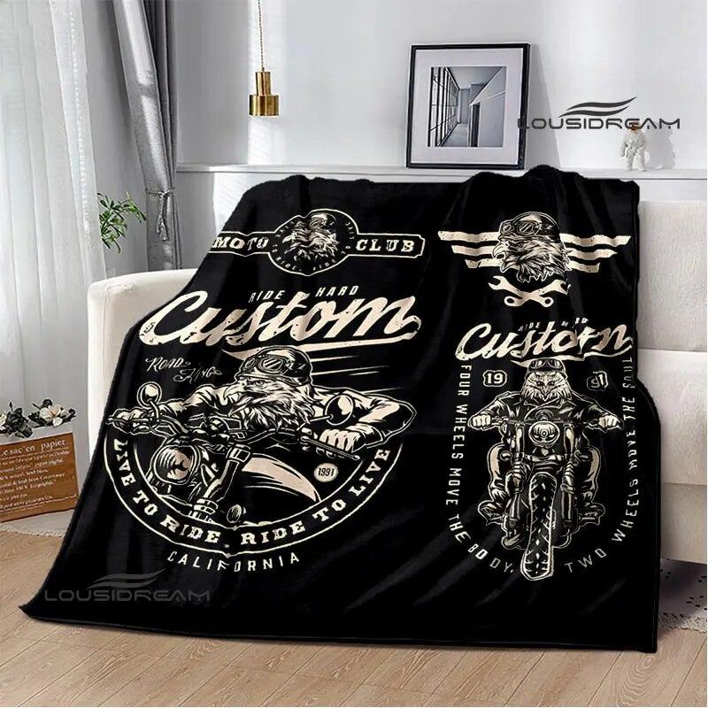 Motorcycle Retro Printing Blanket Flange Warm Blanket Soft and Comfortable Blanket Picnic Blanket Bed Linings Birthday Gift