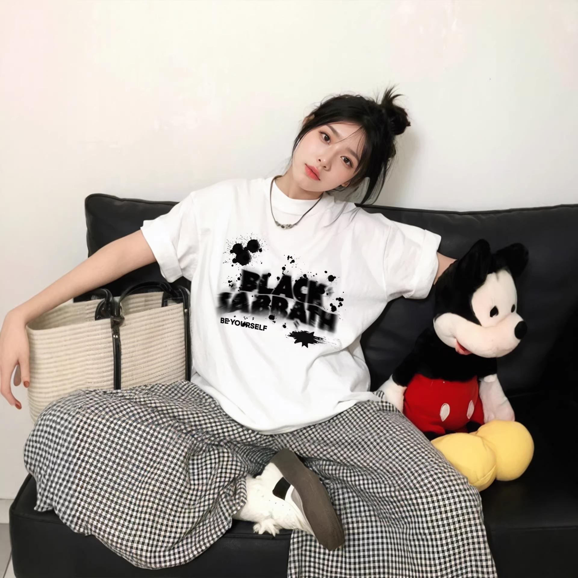

2026 Women s Plus Size Half Sleeve Korean Cotton T-shirt - Loose, Lazy Style, Summer Top XL [Recommended 115-130 kg]