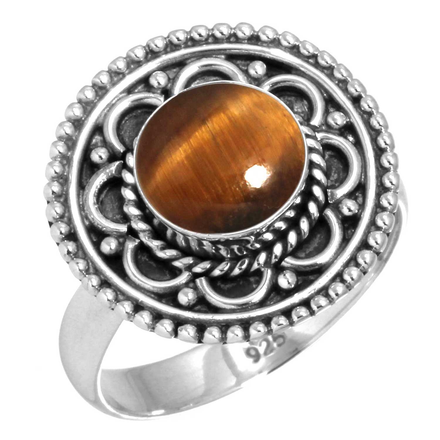 

Кольцо из стерлингового серебра 925 пробы с драгоценными камнями, ювелирные изделия ручной работы, подарок на Новый год, малахит, радужный лунный камень, розовый кварц, красный камень, дымчатый топаз, тигровый глаз, бохо 8.5 глаз тигра