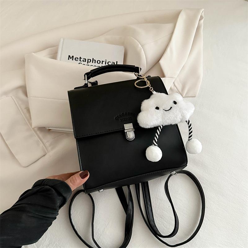 Niche Solid Color Backpack Women'S High-Value Handbag Large-Capacity Travel Retro Small Backpack