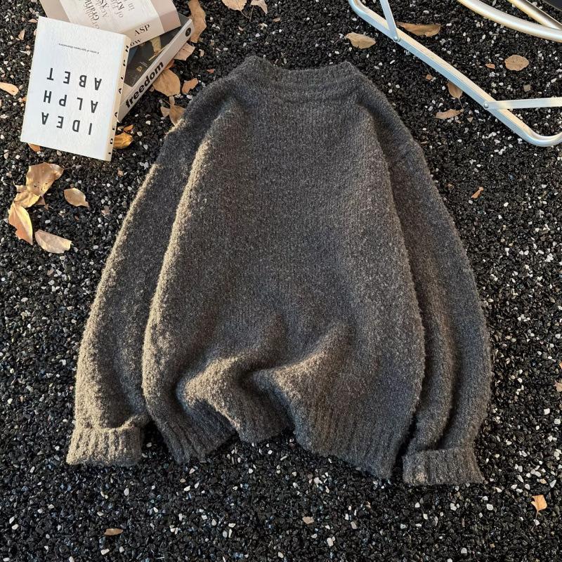 

Lazy Style Retro V Neck Sweater Mens Autumn New Arrival Trendy Solid Color Knitwear American Casual Pullover Base Layer L сірий колір