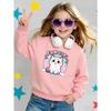 European Sizes Girls' Crew Neck Sweatshirt Cute Cat Fan Girl Sticker, Soft Cozy Pullover, Warm Casual Outfit