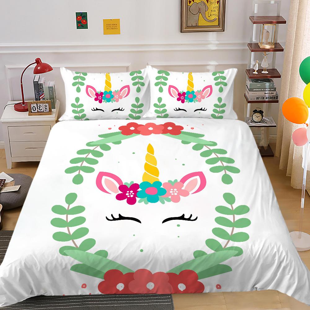 Bedding Set 3D Unicorn Print Bed Cover Home Bedclothes Bedroom Decor Hot Sale Pillowcase Polyester Bedclothes
