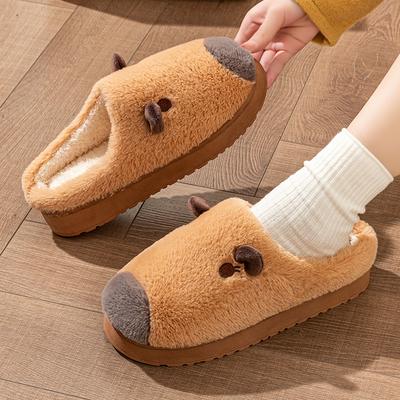 Cute Cotton Slippers Women's Autumn and Winter Outdoor Wear Indoor Home 2025 New Thick-bottomed Warm Plush Cotton Mop