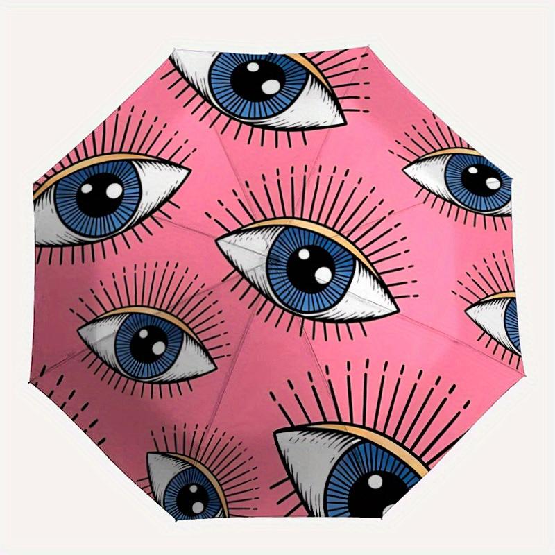 

1pc Eyes Pattern Automatic Opening/Closing Folding Umbrella with 71 Ribs, Plastic Handle, Windproof Portable Sunshade Umbrella y250726111