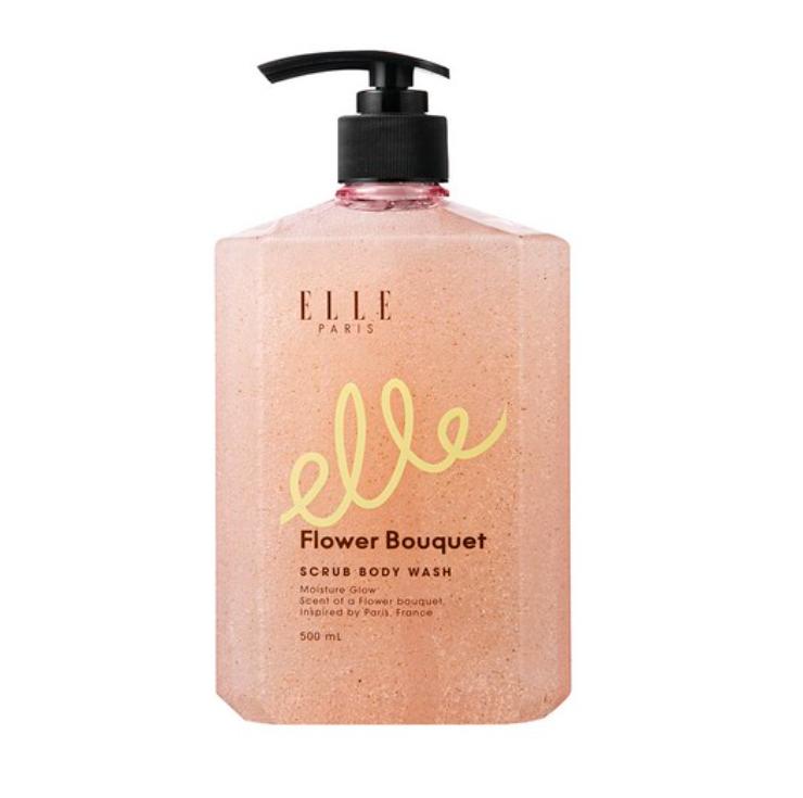 ELLE PARIS Flower Bouquet Scrub Body Wash Exfoliating Moisturizing Body Cleanser 500ml