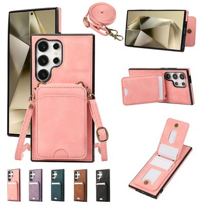 Card Solt Wallet Holder Leather Case for Samsung Galaxy S24 S22 Ultra S23 Plus S21 Fe A55 A15 A54 A34 A52 A72 5G Crossbody Cover
