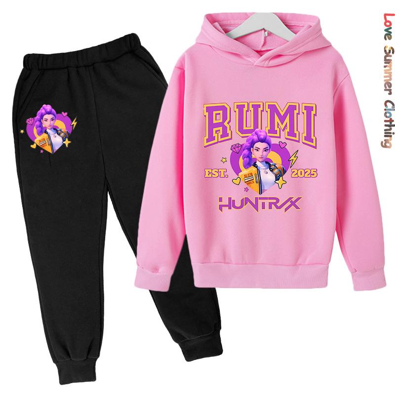 Girls Hoodie Tracksuit KPop Demon Hunters Character Hoodie MIRA HD Print RUMI Autumn Kids Hoodie Set ZOEY Thin Fleece Hoodie Set
