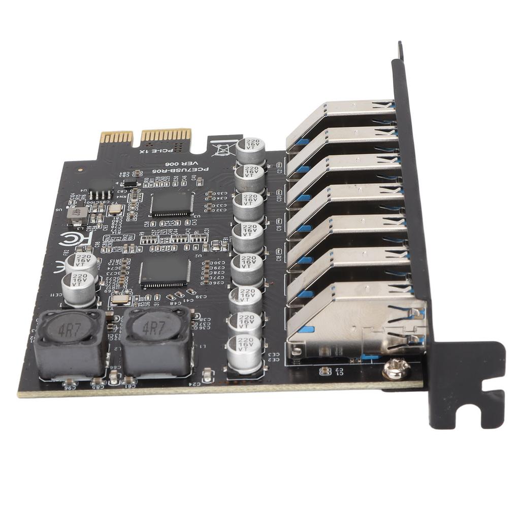 7 Port PCIE Expansion Card 7 Ports USB 3.2 GEN1 5Gbps High Speed Transmission Stable Power USB 3.2 GEN1 Front Expansion