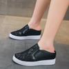 2026 New Women Wedge Platform Sneakers Rubber Leather High Heels Lace Up Shoes Pointed Toe Height Increasing Creepers